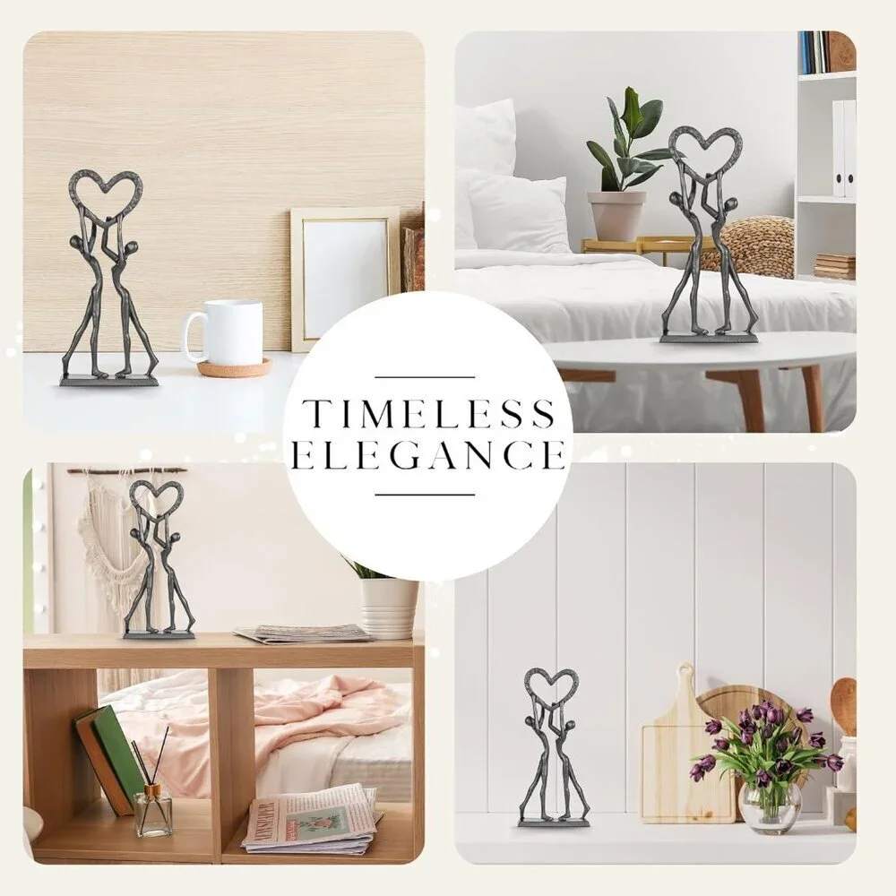 Modern Iron Sculpture Anniversary Hand Crafted Love Sculptures Figurines Décor